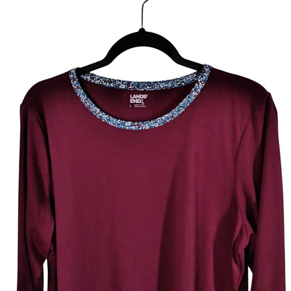 Lands End Womens Sz L Red Solid Long Sleeve Shirt - Picture 3 of 13